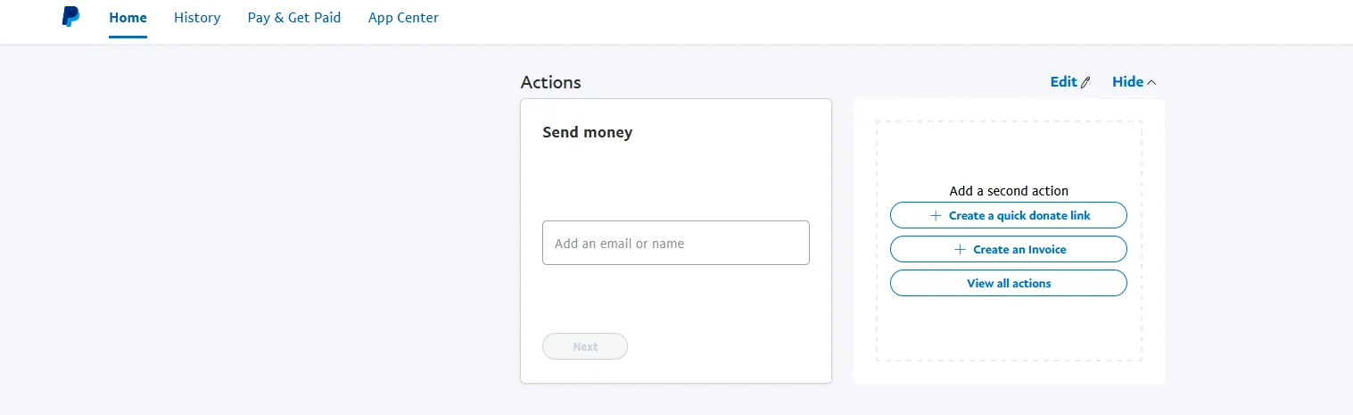 PayPal 2021 user interface, missing insights