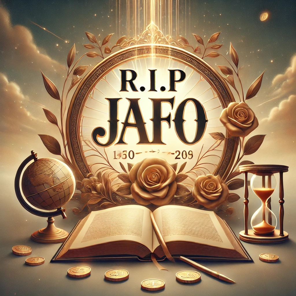 DALL·E 2024-12-12 08.47.32 - A serene tribute image with 'R.I.P Jafo' written in elegant gold...webp