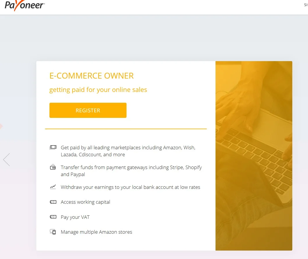 Payoneer bank account and card processing